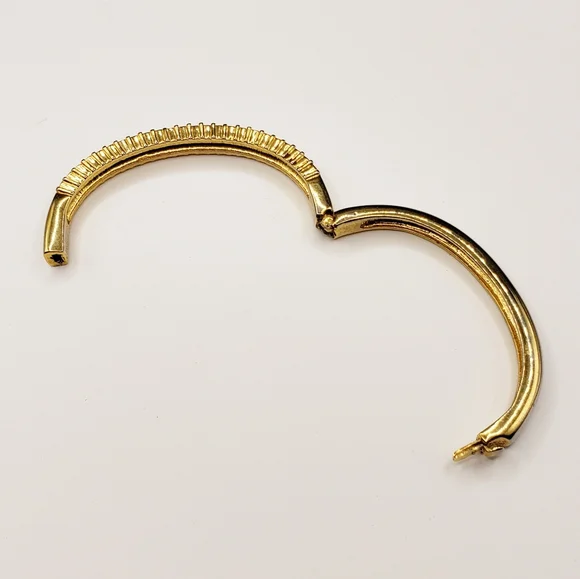 Rhinestone Row Bar Bangle Tennis Bracelet - Picture 3 of 10